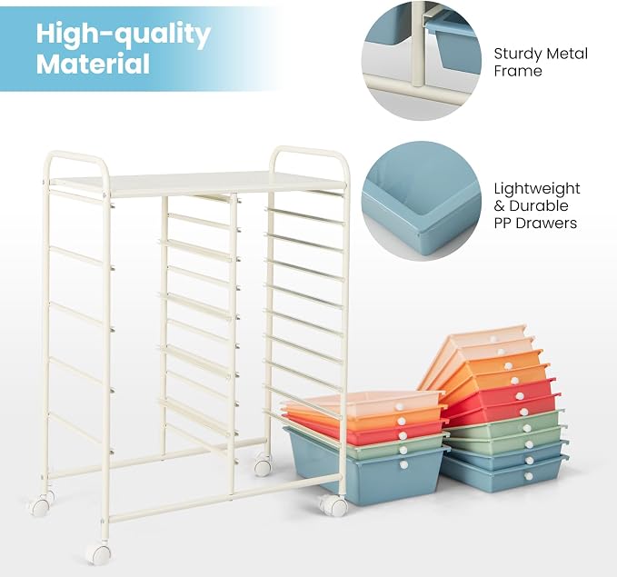 BECOMFORT 15-Drawer Rolling Cart - Image 5