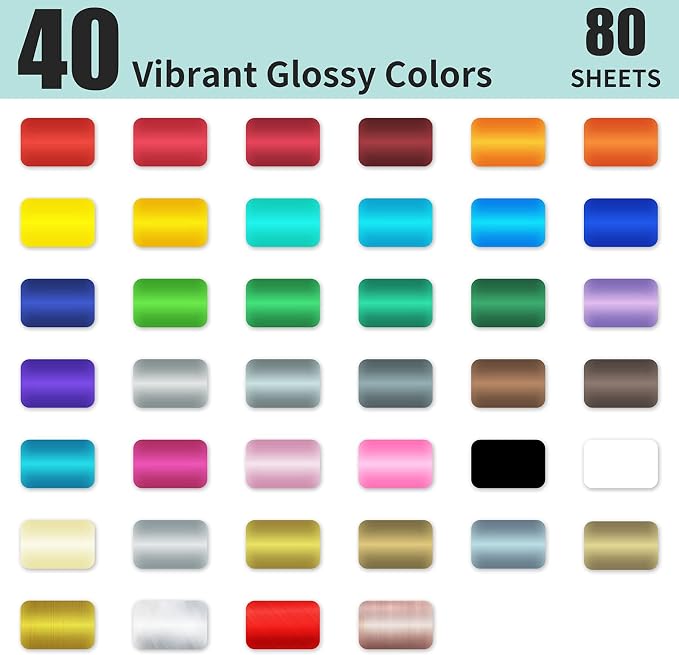 Lya Vinyl 80 Self Adhesive Vinyl, 40 Matte & 40 Glossy Color Permanent Vinyl - Image 2