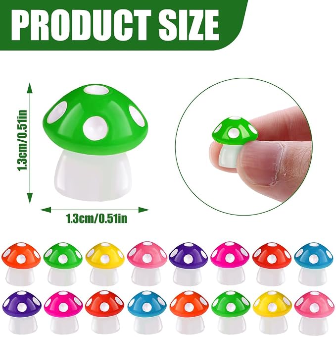 DIYDEC 100pcs Mini Resin Mushroom 8 Colors Small Mushrooms Figures Tiny Resin - Image 3