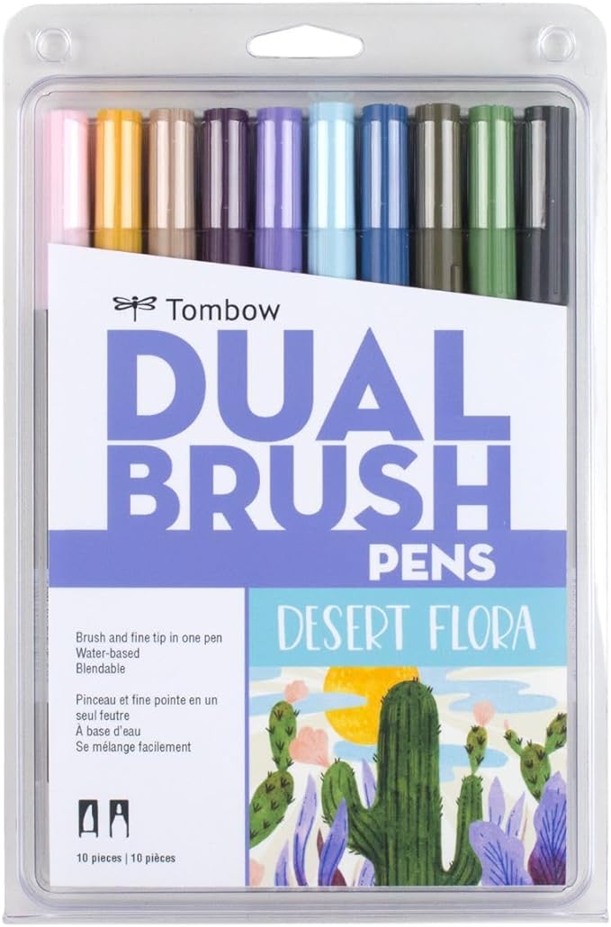 Tombow 56197 Dual Brush Pen Art Markers, Desert Flora, Brush and Fine Tip by Tombow