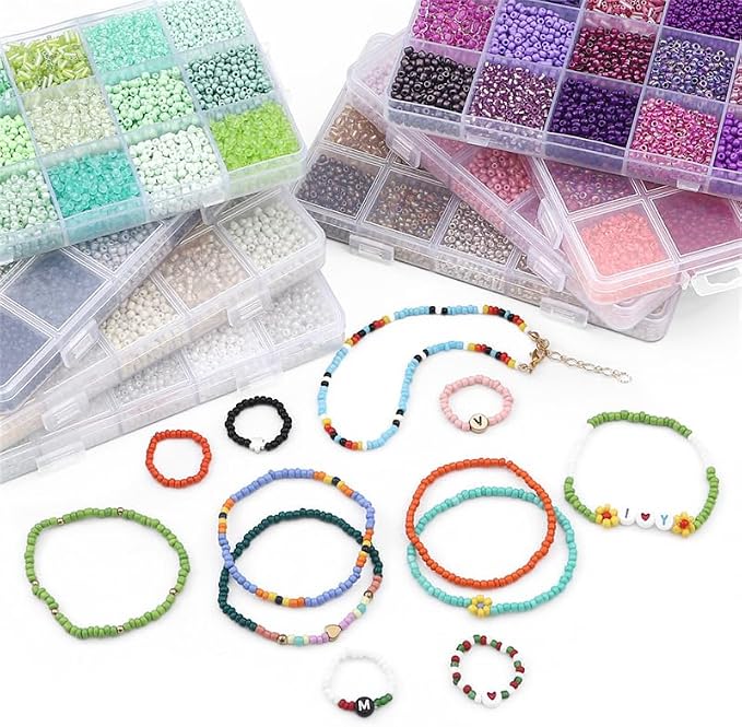 15 Color Glass Seed Tube Bugle Beads Bracelet Jewelry Making Kit, small - Image 6