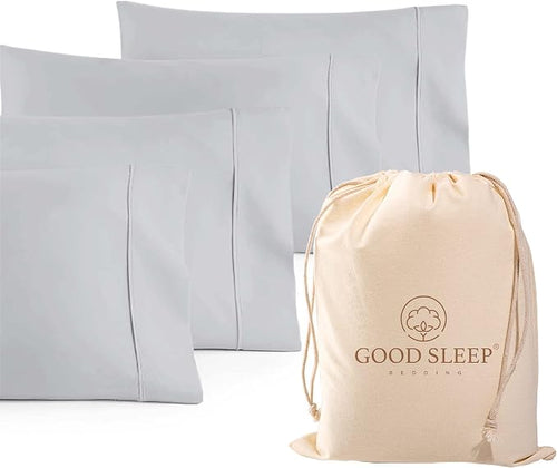 1000 TC Light Gray King Pillowcases Set of 4 100% Egyptian Cotton Pillow Cases by GoodSleepBedding