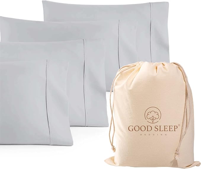 Set of 4 Pillow Cases Queen Standard, 800 TC 100% Egyptian Cotton, Silky Soft by GoodSleepBedding