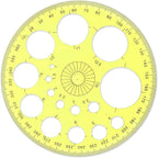 Circle Template 360° Protractor Round Stencil, Plastic Circle Ruler by ZEYIYER
