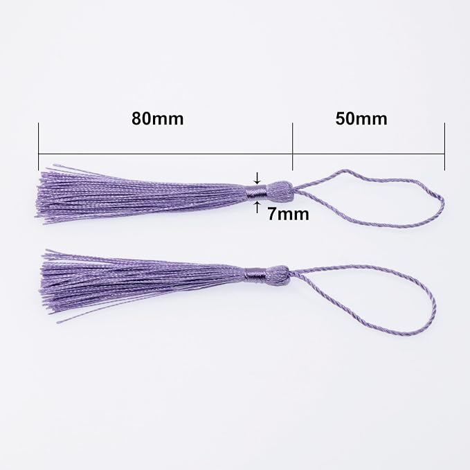 VAPKER 100 Pieces Purple Silky Handmade Soft Tassels 13cm/5-Inch - Image 3