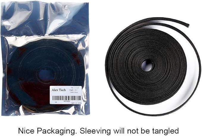 25ft - 1.25 inch PET Expandable Braided Sleeving – Black – Alex Tech Braided - Image 6