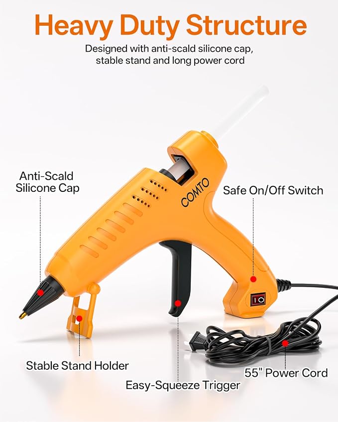 Full Size Hot Glue Gun with 10 Glue Sticks | 80W High-Power Fast Heating - Image 3