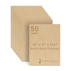 Baltic Birch Plywood, 6 mm 1/4 x 12 x 9 Inch Craft Wood, Box of 50 B/BB Grade by Woodpeckers