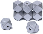 Silver Geometric Wooden Beads 20mm Polygon Wooden Spacer Beads by woodeni