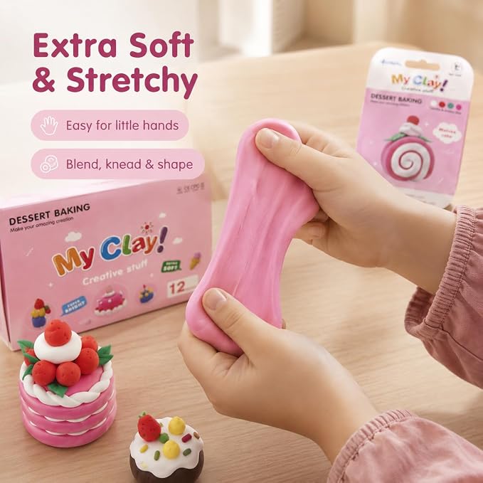 Air Dry Clay Kit for Kids, 12 Dessert Baking Modeling Clay for Kids, DIY Model - Image 5