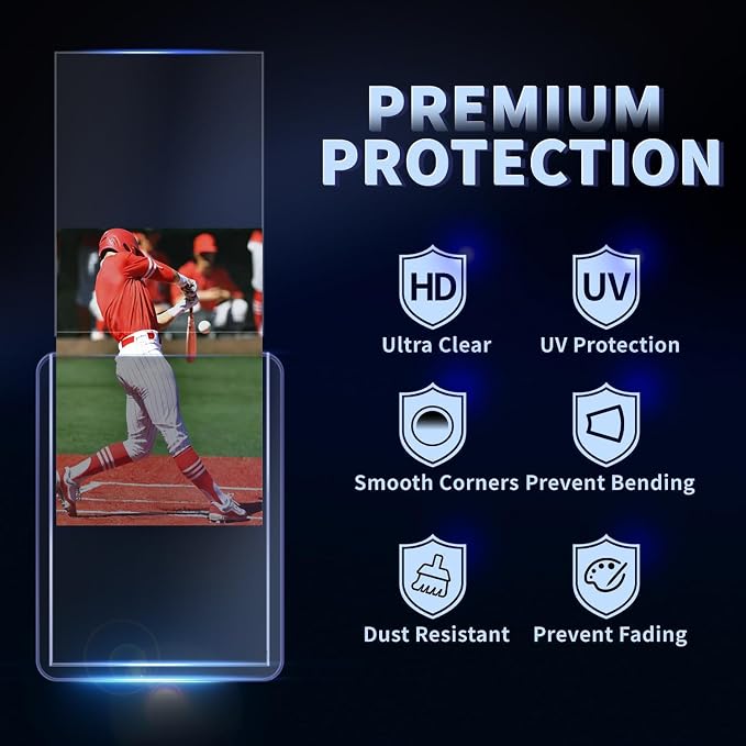 2000 Card Sleeves Hard Plastic, Premium Baseball Card Sleeves, Sports Football - Image 2