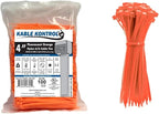 Kable Kontrol Fluorescent Orange Zip Ties 4 Inch 100 Pcs, 18 Lbs Tensile by KABLEKONTROL%C2%AE
