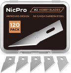 Nicpro 120 PCS Hobby Blades Set SK-5, Utility Refill #2 Art Blades Refill by Nicpro