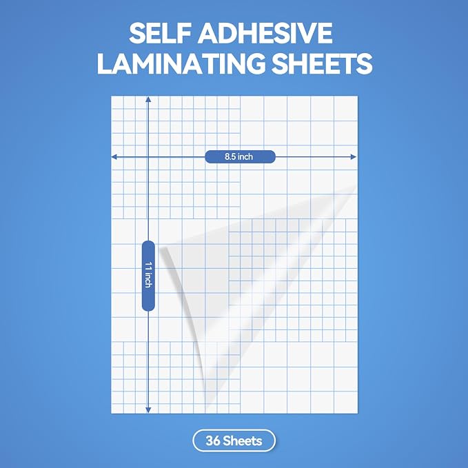 36 Sheets Transparent Laminate Sheets Self Adhesive Laminating Sheets | 8.5x11 - Image 3