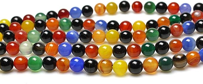 MJDCB AAA Natural Multicolor Agate Beads Round Colorful Stone Energy Healing - Image 5