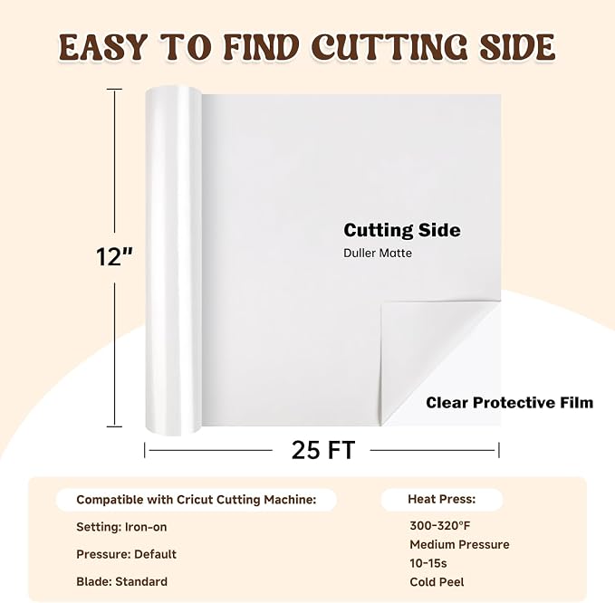 guangyintong Heat Transfer Vinyl White HTV Rolls, Matte Surface HTV Vinyl - Image 2