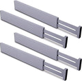 Utoplike Bamboo Drawer Dividers Large, Gray Kitchen Drawer Organizers Adjustable, Spring Loaded, Works in Dresser, Bathroom, Bedroom, Desk, 4 pcs, 2.4" H