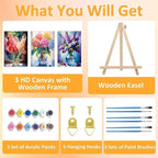 3 Pack Framed Paint by Numbers Flower - Image 4