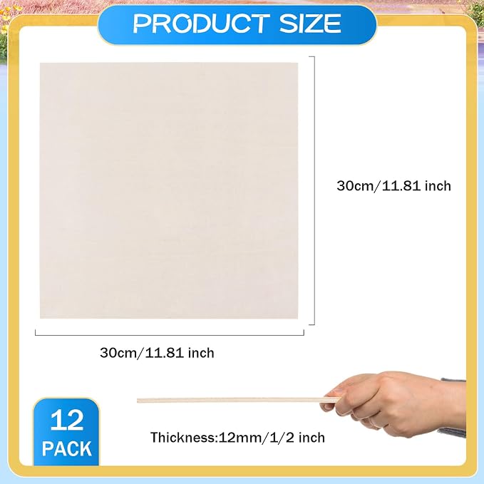 AWIZOM 4 Pack Basswood Sheets for Crafts 12x12x1/2 Inch-12mm Thick Unfinished - Image 2