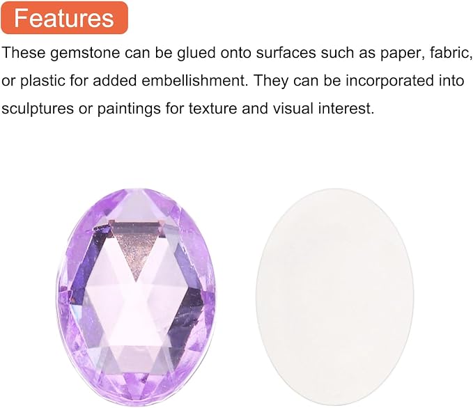 MECCANIXITY 50Pcs Acrylic Oval Gems 13x18 mm Flat Back Artificial Rhinestones - Image 4