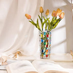 Magcolor Hand Painted Colorful Woven Glass Vase -Crystal Flower Vase- 7.7 inch - Image 3