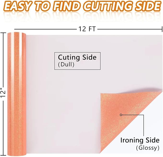 TORC Orange Pink Glitter HTV Heat Transfer Vinyl HTV Rolls - Image 3