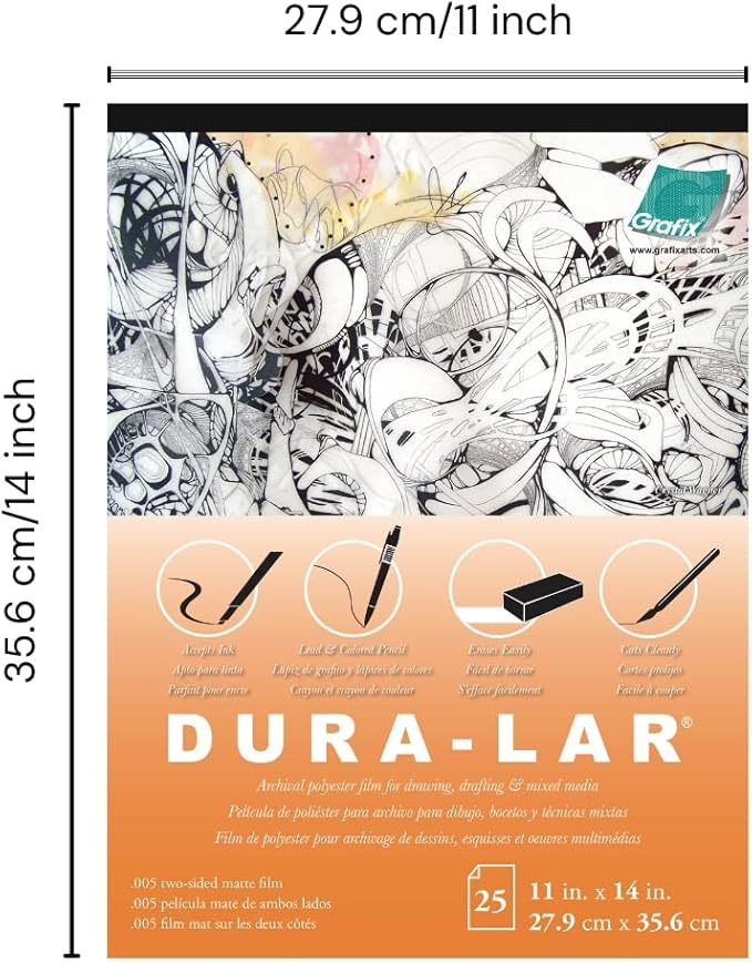 Grafix Dura-Lar 0.005" Film, Translucent 11"x14", Economical Alternative to - Image 2