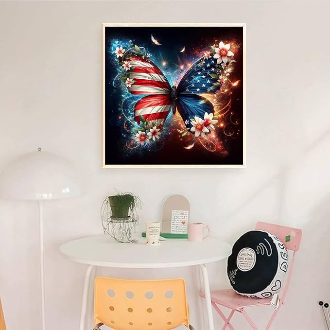 4th of July Diamond Art Kits for Adults, Full Drill Butterfly Diamond Painting - Image 6