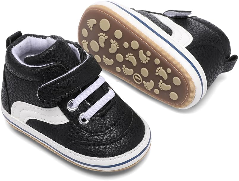 Clowora Baby Boys Girls Shoes Non-Slip Rubber Sole Sneakers Infant First Walking Toddler Crib Shoes Newborn Loafers Flats.