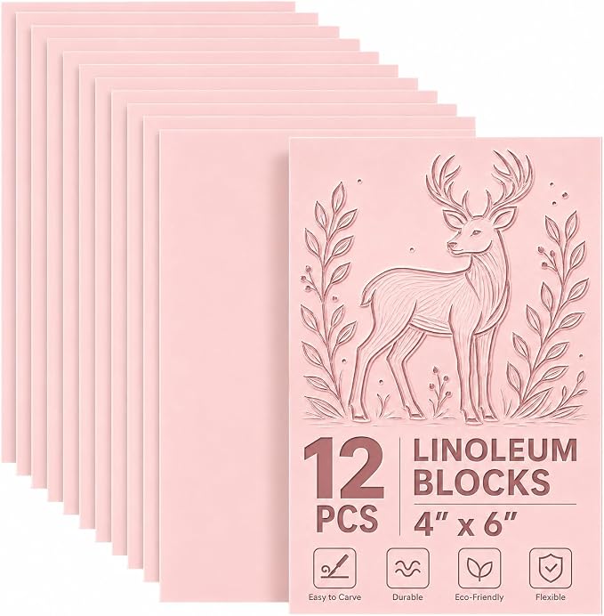 12Pcs 4x6 Inch Linoleum Blocks for Printmaking, Stamp Carving & DIY Linocut | by Oopsu