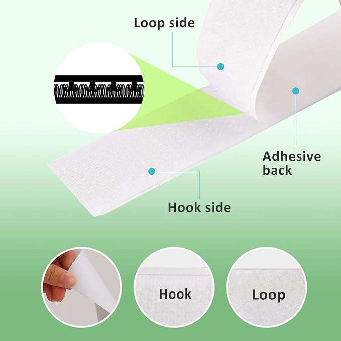 1''×41Ft White Heavy Duty Hook And Loop Tape Adhesive, No Punching Picture Wall - Image 3