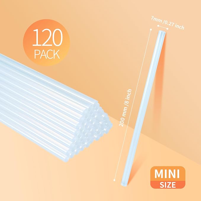 MATUFF Mini hot Glue Gun Sticks – 120 Pcs Clear hot Glue Sticks Dia 0.27” x 8” - Image 2
