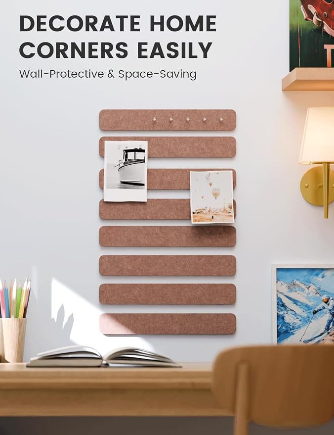 Fluxynara Cork Board Alternative Felt Strip Board 8-Pack 13"x2", Office Pin - Image 4