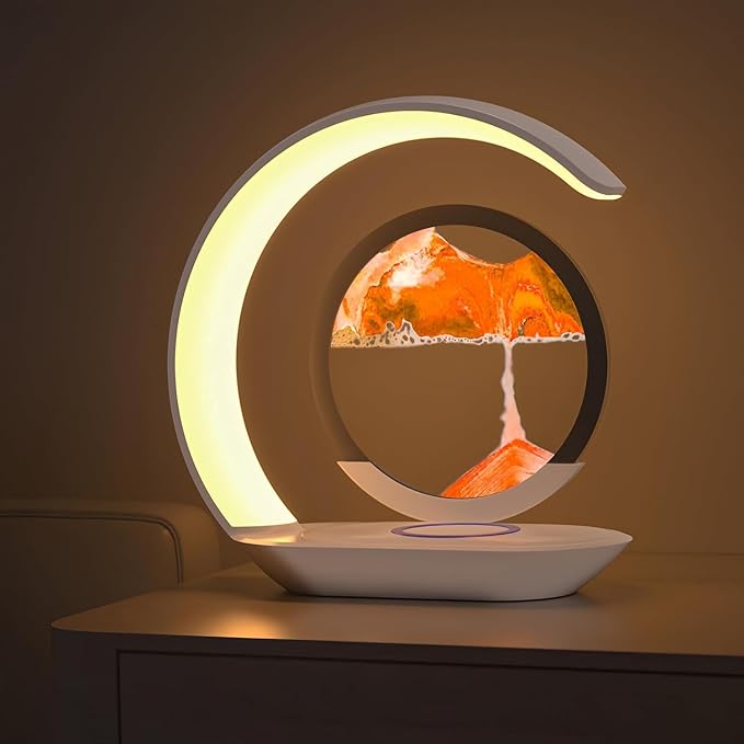 Moving Sand Art Lamp, Crescent LED Table Lamp by LLPCKPB