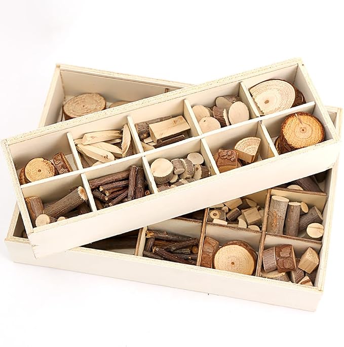 Natural Wood Craft Kit Tiny Unfinished Wooden Slices Assorted Shape Wood Pieces - Image 4