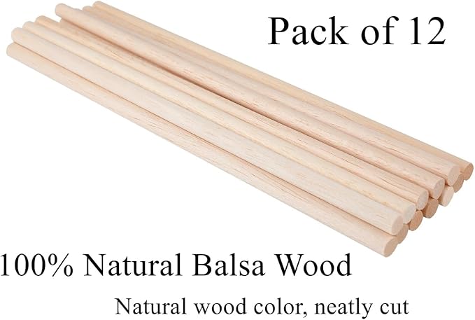1/2 x 12 Inch Round Wood Dowel Rods Wood Sticks Wooden Dowel Rods Unfinished - Image 2