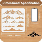 Mountain Stencil for Painting, 11.8"x11.8" Reusable Plastic Continuous - Image 2