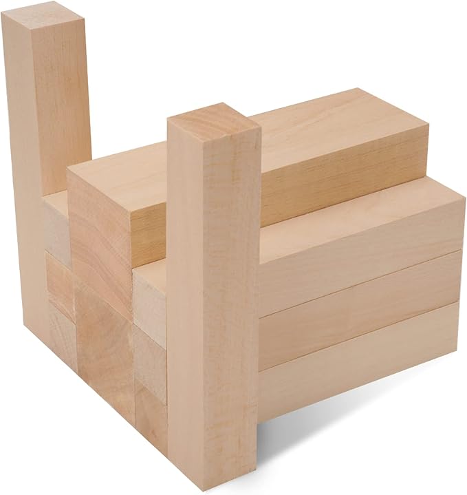 10 Pack Unfinished Basswood Carving Blocks Kit, Rectangular Wooden Blocks - Image 3