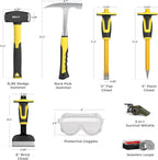 INCLY 8PCS Geology Rock Pick Equipment Kit, 3lb Sledge & 32oz Rock Hammer - Image 2