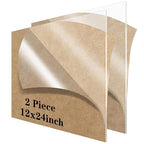 Acrylic Sheet 12 x 24 Lesnlok 2 Pieces Clear Plexiglass Sheet 1/8 inch Thick 3mm by Lesnlok