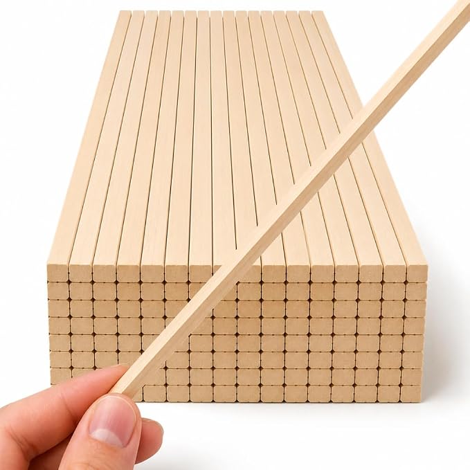 120PCS Square Basswood Dowel Rods 12 Inch – Unfinished Wood Dowels 1/4 Inch x by YARRDLLC