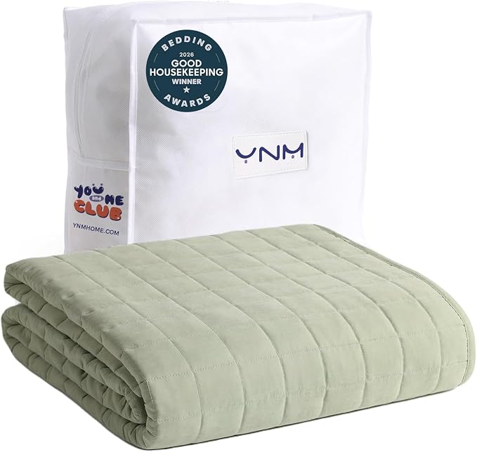 YnM Exclusive Weighted Blanket, Soothing Cotton/Polyester, Smallest Compartments by YNM