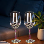 Simcat Handmade Painted Enamel Flower Glass Wine Glasses Transparent Refined - Image 3