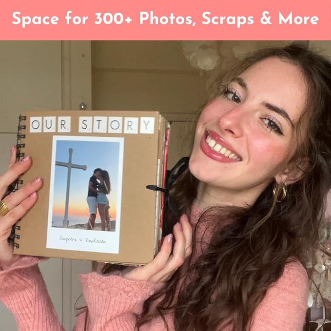 Scrapbook Kit - 80 Page Photo Album DIY Scrapbook - Holds 300+ Photos, - Image 4