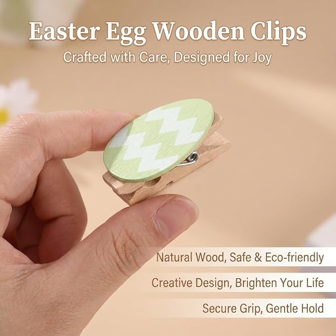 18 Pack Colorful Egg Wooden Clothespins, Mini Decorative Clips - Image 3