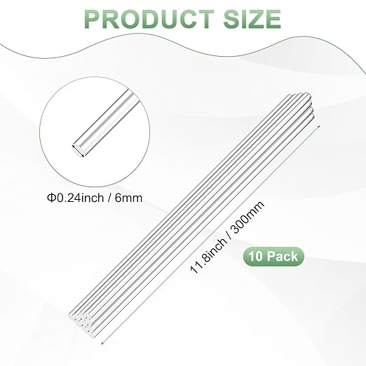 M METERXITY 10-Pack Acrylic Round Rods, 11.81 x 0.24 Inch/ 300 x 6 mm Clear - Image 3