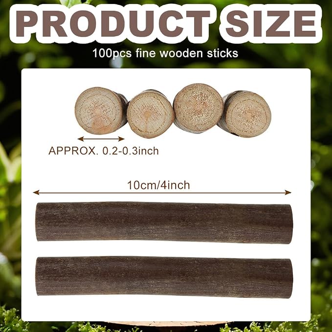 100PCS Craft Sticks, 4 Inch Long Natural Driftwood, 0.2-0.3 Inch in Diameter - Image 2