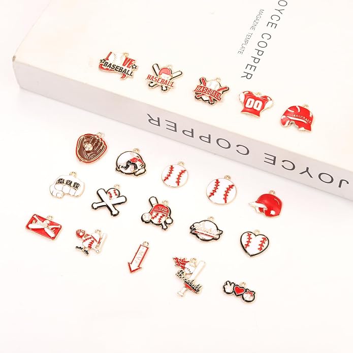 20PCS Sports Charms Enamel Basketball Baseball Pendant Charms - Image 5
