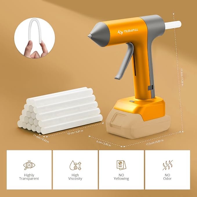 Tilswall 100W Cordless Hot Glue Gun, Compatible - Image 2