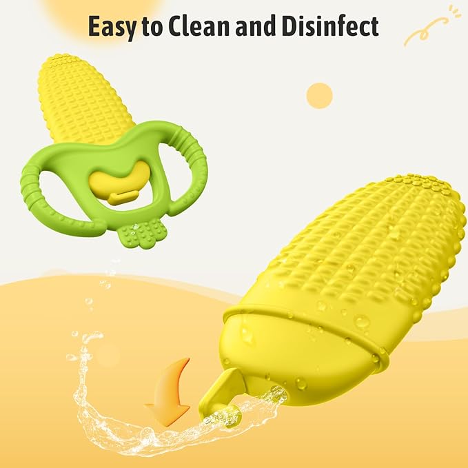 akolik Baby Teething Toys, Baby Frozen Teething Relief, BPA Free Infant Chew Toys Newborn Accessories, Cold Freezer Teethers for Babies 0-3-6-9-12 Months Old Boys Girls(Corn B)